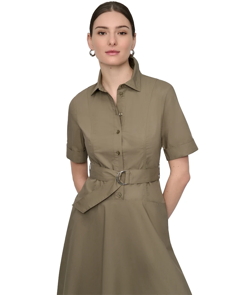 Dkny Jeans Women's Dropped Waist Button-Front Collared Dress - Kj5