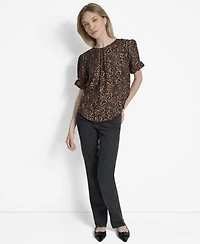 Dkny Women's Printed Voile Short-Sleeve Blouse