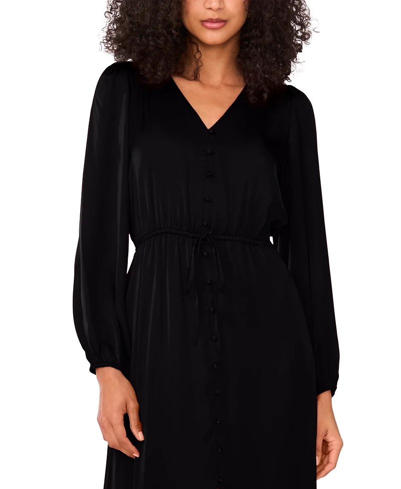 1.state Women's Drawstring-Waist Button-Front Maxi Dress