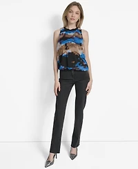 Dkny Women's Printed Bubble-Hem Sleeveless Top