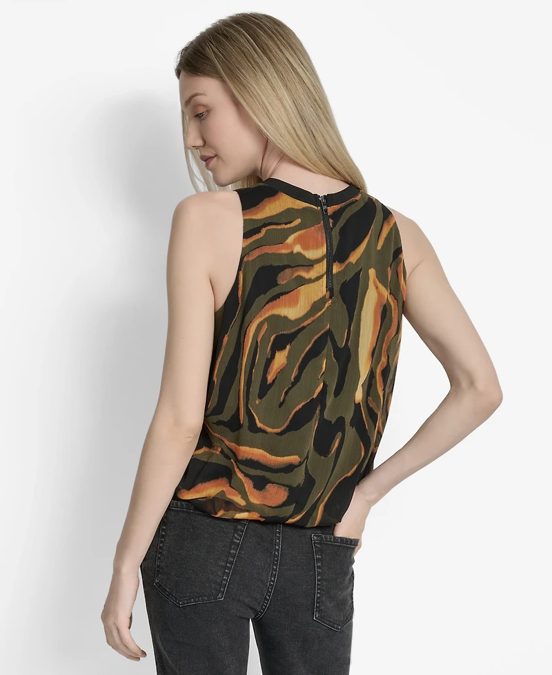 Dkny Women's Printed Bubble-Hem Sleeveless Top