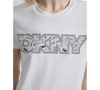 Dkny Women's Newspaper Logo Crewneck T-Shirt