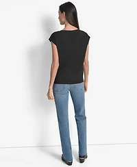 Dkny Women's Grommet Stack Logo Crewneck T-Shirt