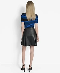 Dkny Women's Faux-Leather Zip-Front Pleated Skirt