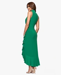 Xscape Women's High-Neck Ruffled-Front Sheath Dress