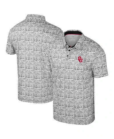 Colosseum Men's Black Oklahoma Sooners It's Time Allover Print Polo Shirt