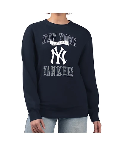 G-iii 4Her by Carl Banks Women's Navy New York Yankees Team Logo Graphic Tri-Blend Fleece Pullover Sweatshirt
