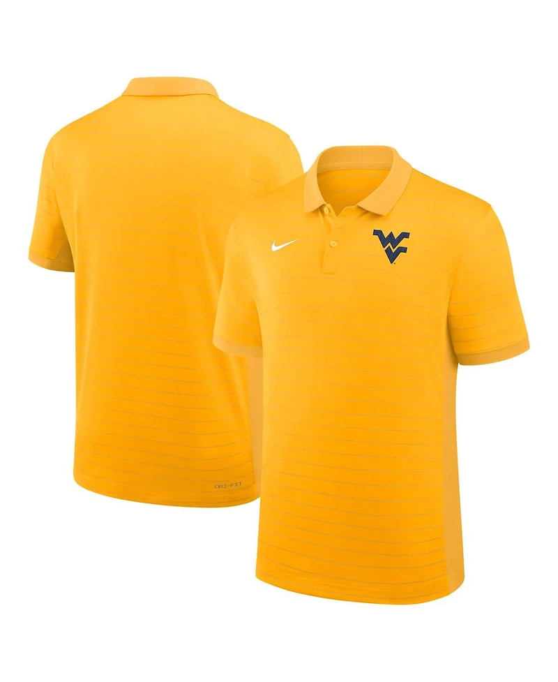 Nike Men's Gold West Virginia Mountaineers 2025 Early Season Coaches Sideline Victory Stripe Performance Polo Shirt
