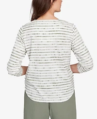 Alfred Dunner Women's Copper Canyon Textured Medallion Neckline Top