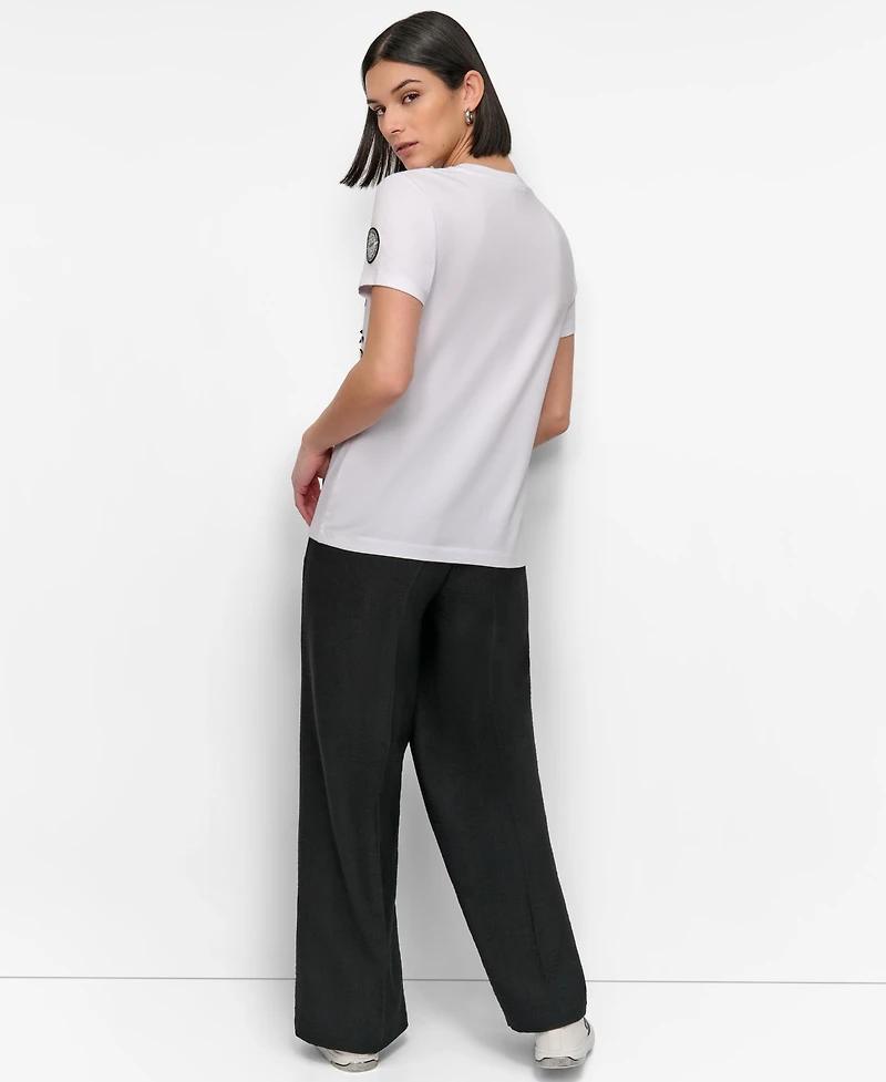 Dkny Women's Pins And Patches Crewneck T-Shirt