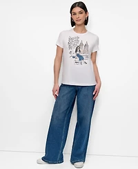 Dkny Women's Bow Bridge Conversational Crewneck Tee