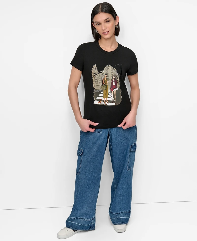 Dkny Women's Fifth Avenue Conversation Crewneck Tee