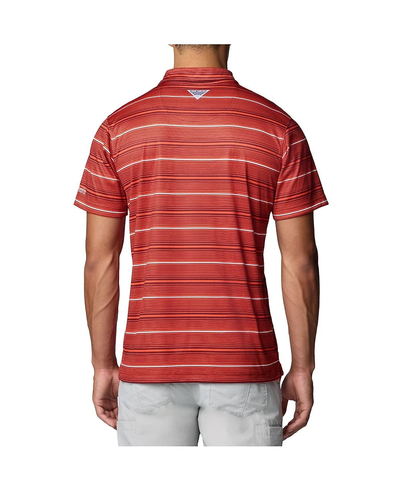 Columbia Men's Orange Virginia Tech Hokies Pfg Super Terminal Tackle Omni-Shade Stripe Polo Shirt