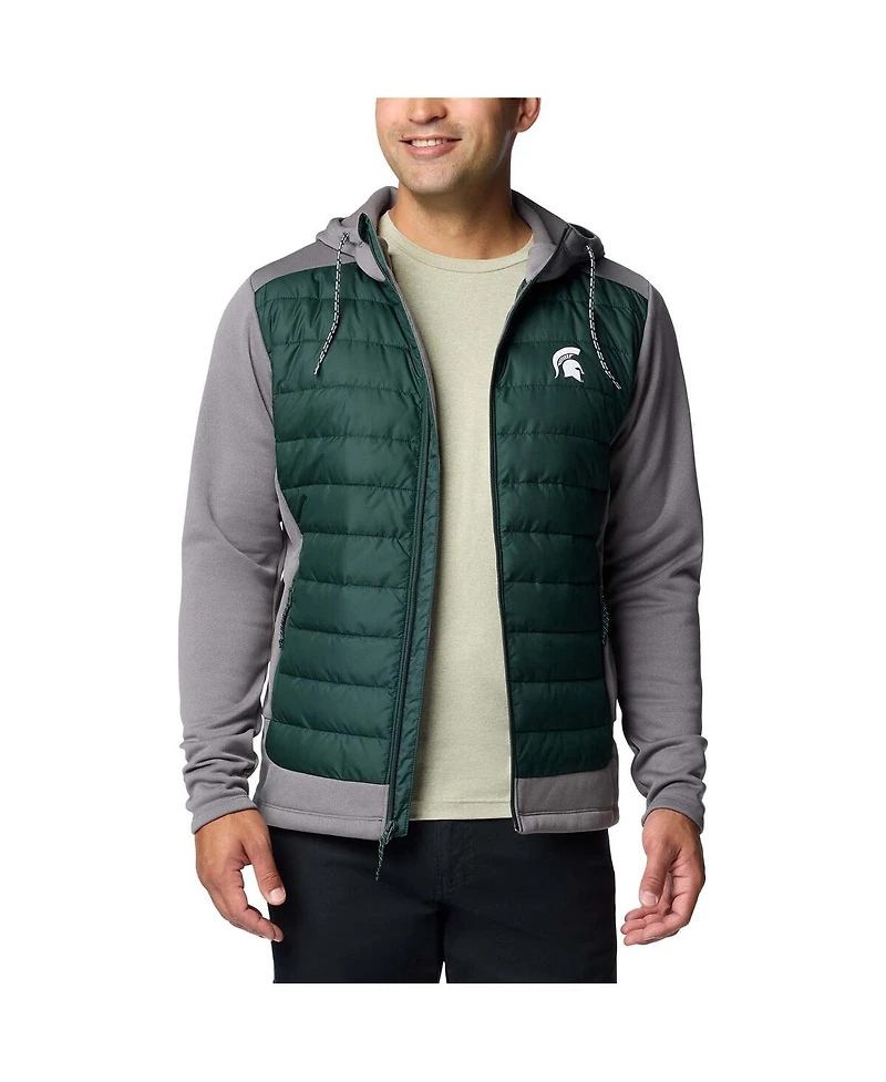 Columbia Men's Green/Gray Michigan State Spartans Out-Shield Hybrid Full-Zip Hoodie Jacket