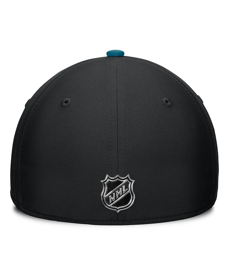 Fanatics Men's Black/Teal San Jose Sharks Authentic Pro Rink Flex Hat