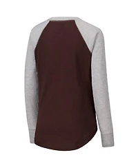 G-iii 4Her by Carl Banks Women's Brown/Heather Gray Cleveland Browns Waffle Knit Raglan Long Sleeve T-Shirt