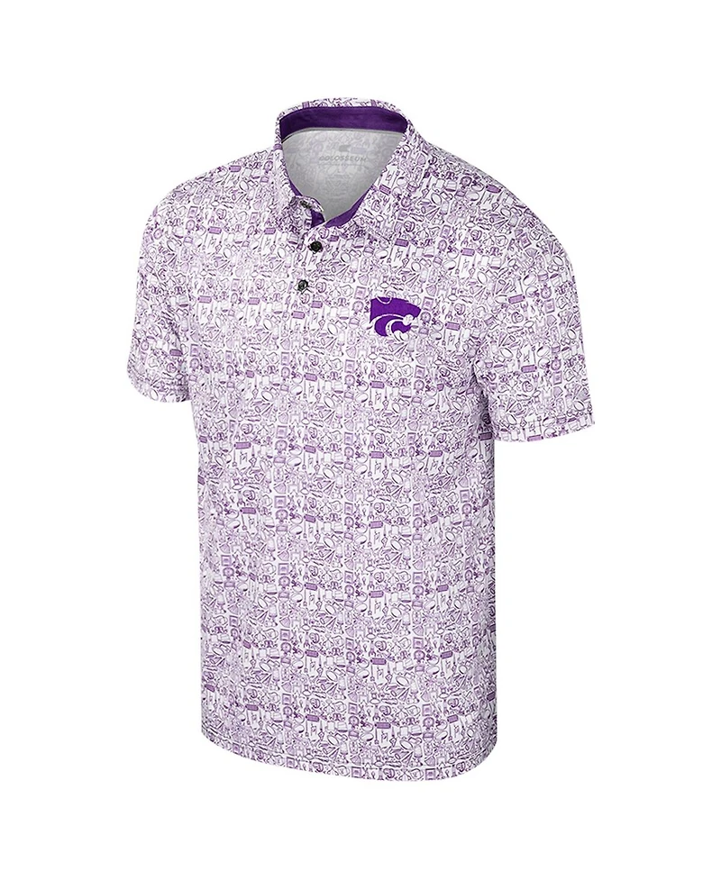 Colosseum Men's Purple Kansas State Wildcats It's Time Allover Print Polo Shirt