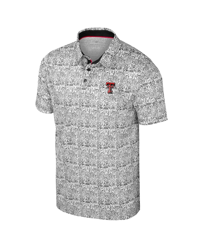Colosseum Men's Black Texas Tech Red Raiders It's Time Allover Print Polo Shirt