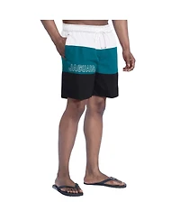 G-iii Sports by Carl Banks Men's Black/Teal Jacksonville Jaguars Sunrise Volley Swim Shorts