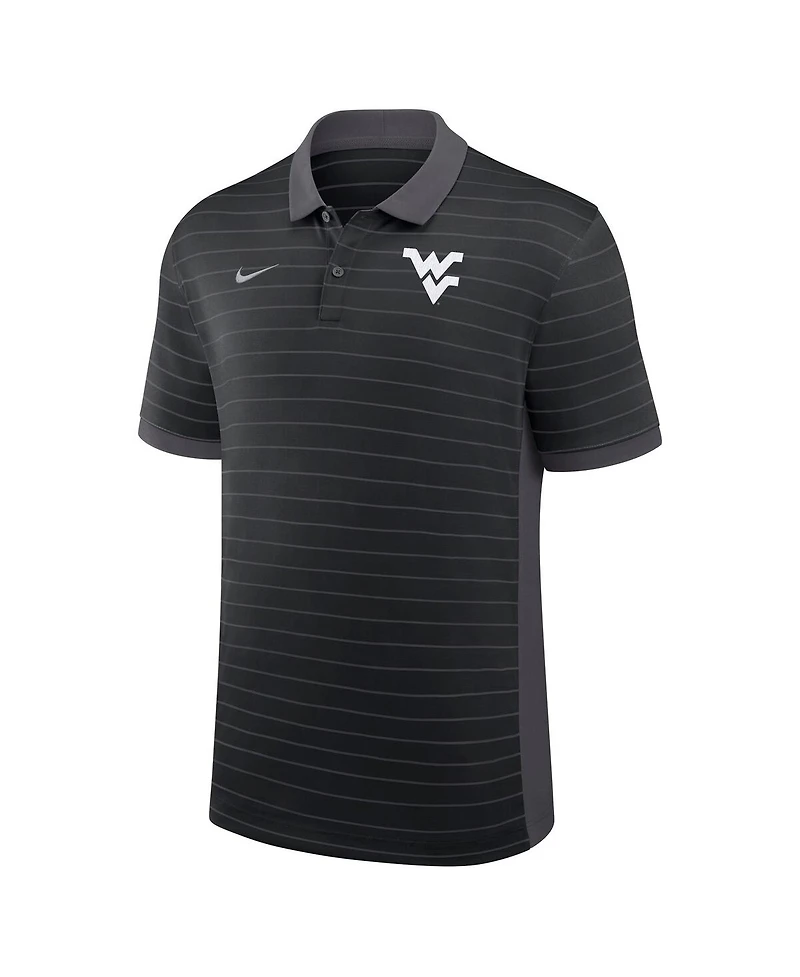Nike Men's Black West Virginia Mountaineers 2025 Early Season Coaches Sideline Victory Stripe Performance Polo Shirt