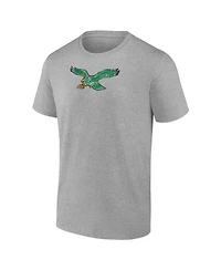 Fanatics Men's Heather Gray Philadelphia Eagles Distressed Throwback Logo T-Shirt