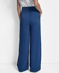 Dkny Women's Glazed High Rise Seamed-Cuff Wide-Leg Pants