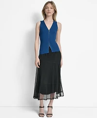 Dkny Women's Two-Way Zipper Sleeveless Sweater