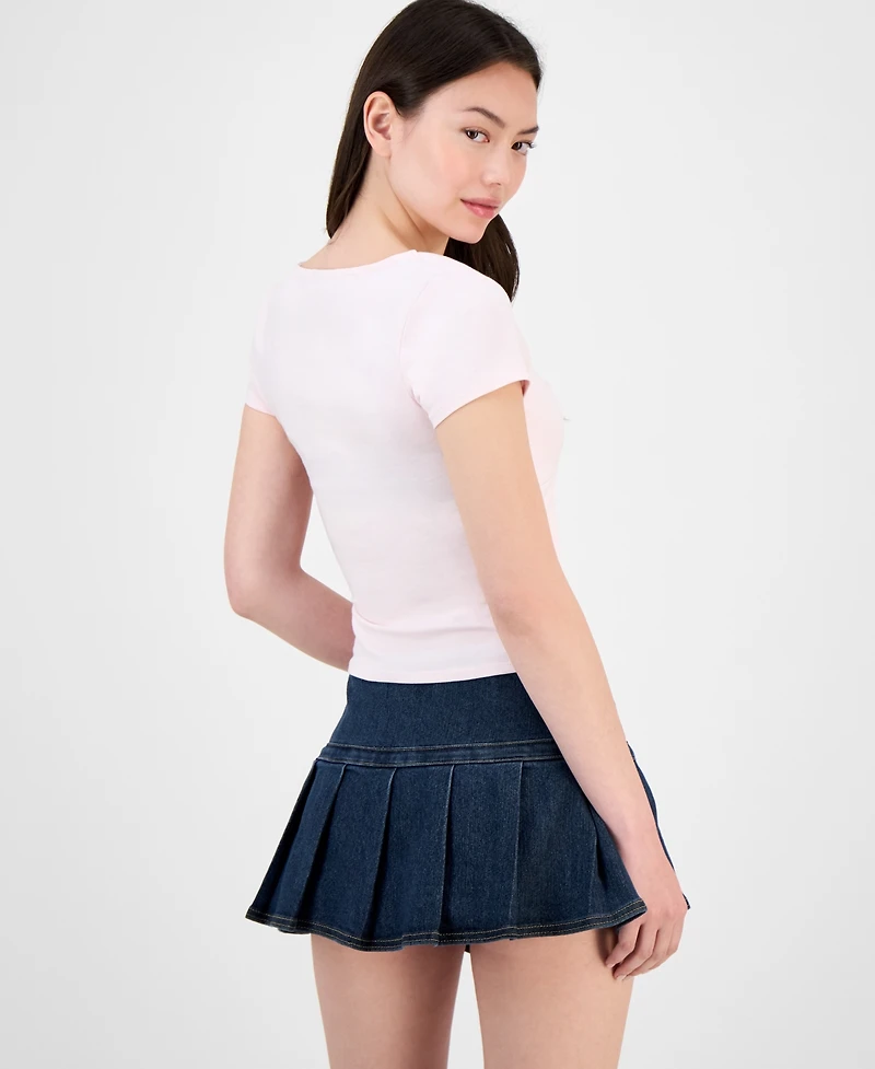 Madden Girl Juniors' Twist-Front Scoop-Neck Top