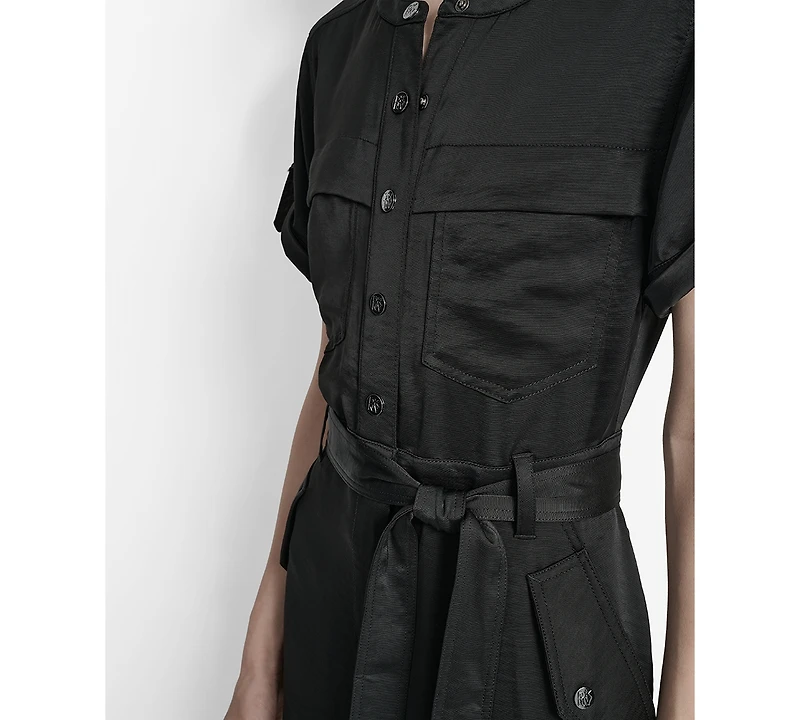 Dkny Women's Glazed Dressing Snap-Front Utility Jumpsuit