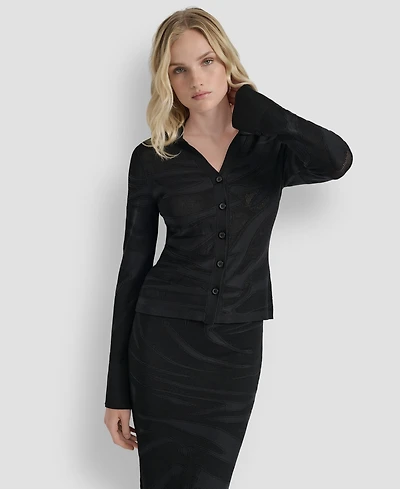 Dkny Women's Button-Front Zebra Sweater