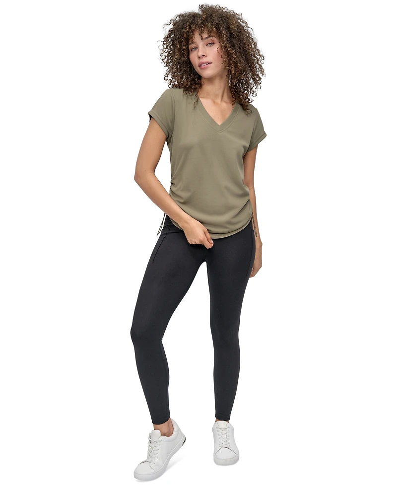 Dkny Sport Women's Crewneck Short-Sleeve Side-Ruched Top