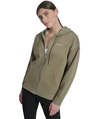 Dkny Sport Women's Studded Mini-Logo Full-Zip Fleece Hoodie
