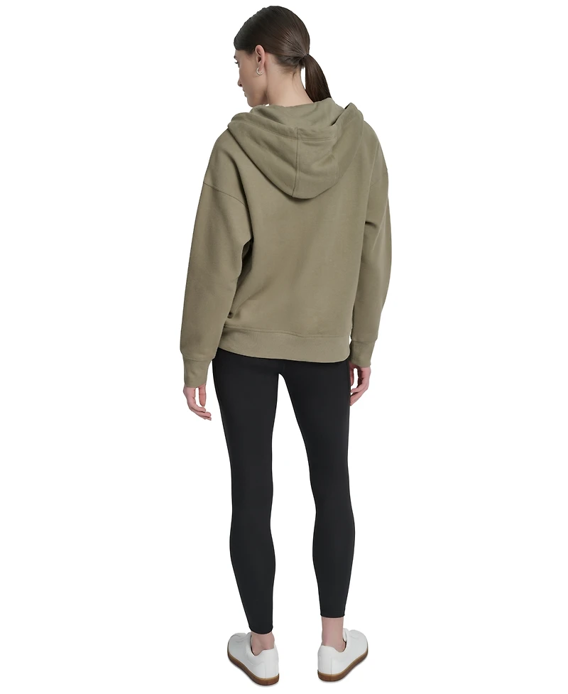 Dkny Sport Women's Studded Mini-Logo Full-Zip Fleece Hoodie