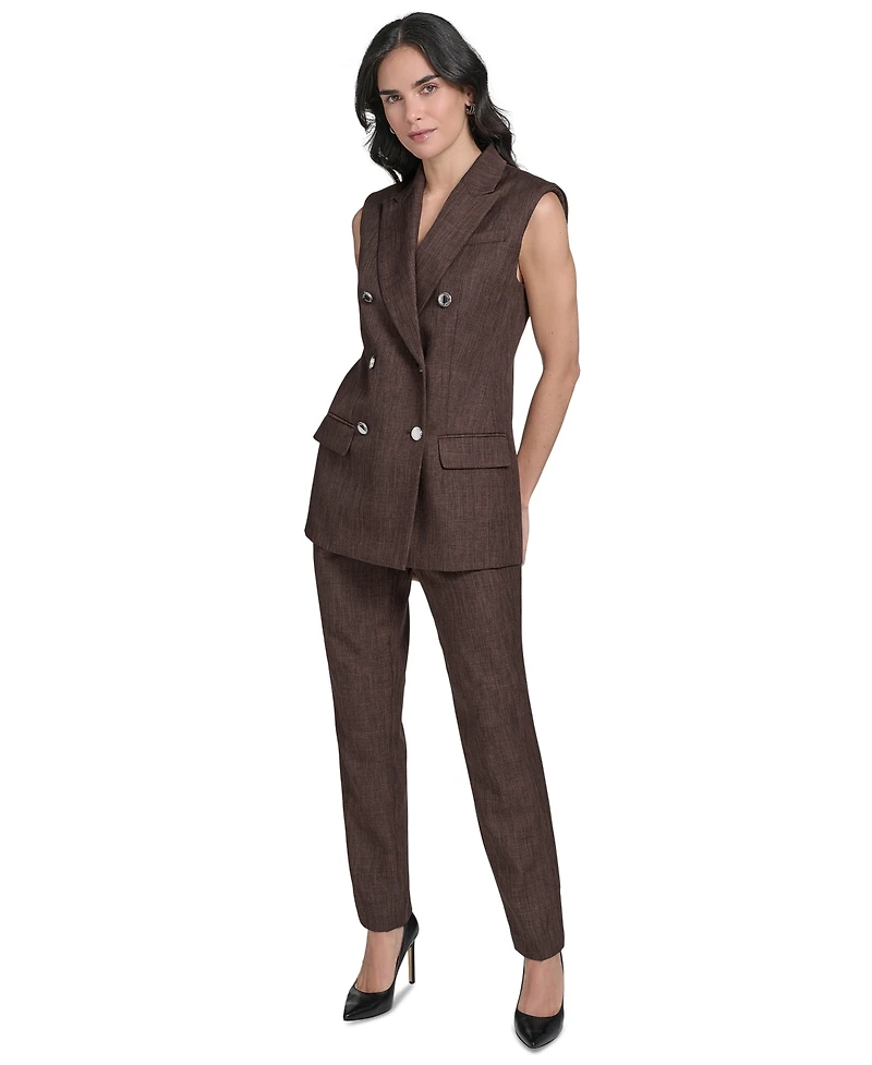 Calvin Klein Petite Double Breasted Sleeveless Blazer