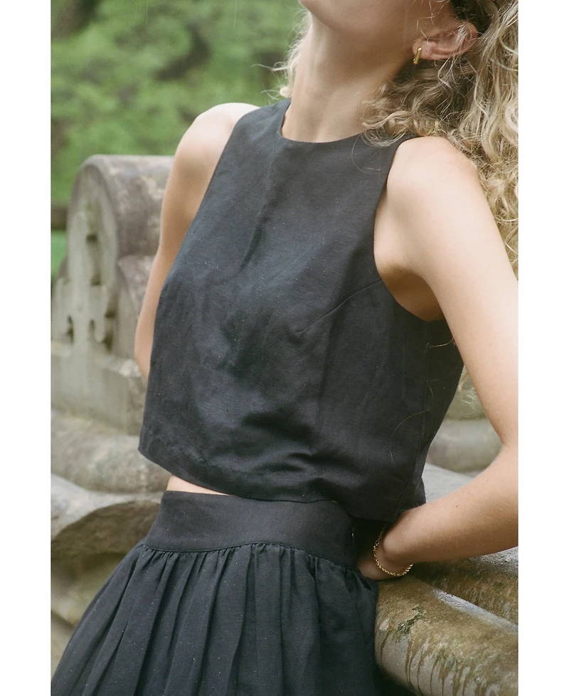 French Connection Women's Birdie Linen-Blend Midi Skirt