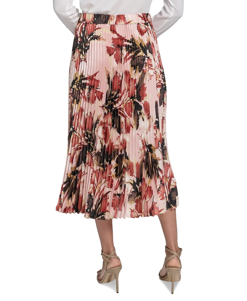 Calvin Klein Petite Printed Pleated Midi Skirt