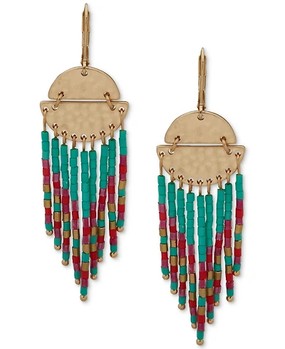 lonna & lilly Gold-Tone Beaded Fringe Statement Earrings