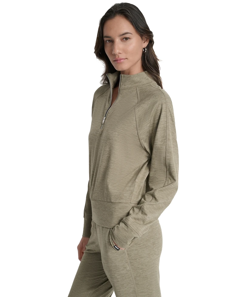 Dkny Sport Women's Space-Dyed Half-Zip Raglan-Sleeve Top