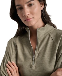 Dkny Sport Women's Space-Dyed Half-Zip Raglan-Sleeve Top