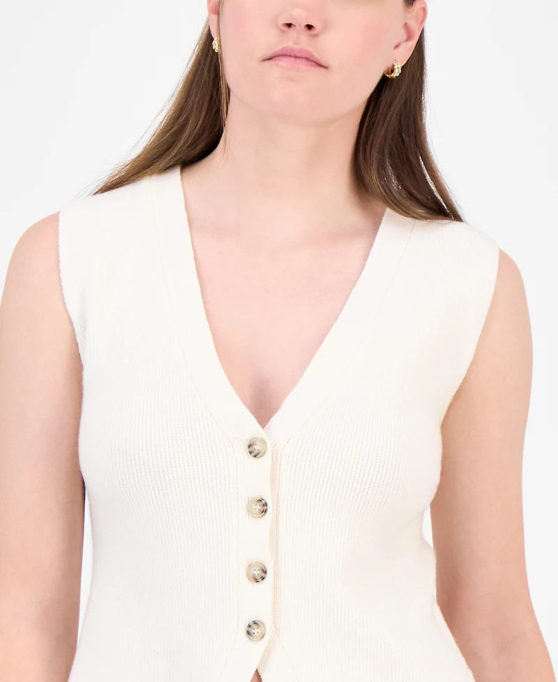 Ultra Flirt Juniors' V-Neck Button-Front Sweater Vest