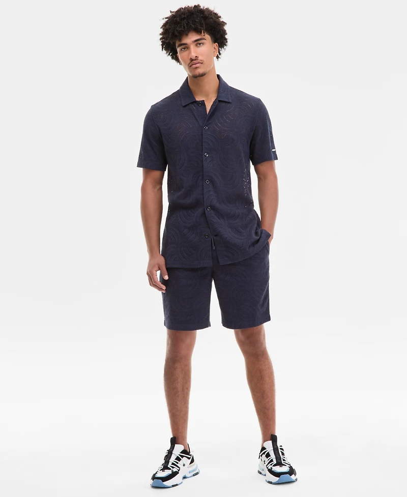 Karl Lagerfeld Paris Men's Open-Weave Jacquard Shirt