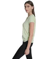 Dkny Sport Women's Crewneck Short-Sleeve Side-Ruched Top