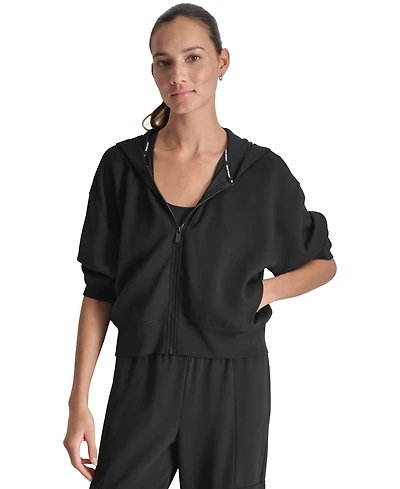 Dkny Sport Women's Drop-Shoulder High-Line Zip Scuba Hoodie