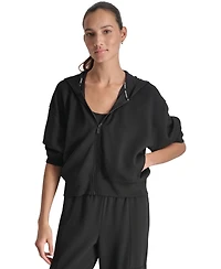 Dkny Sport Women's Drop-Shoulder High-Line Zip Scuba Hoodie