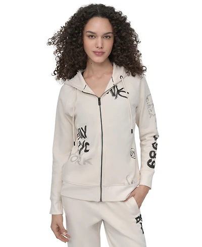 Dkny Sport Women's Graffiti Logo Full-Zip Hoodie