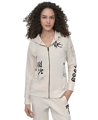 Dkny Sport Women's Graffiti Logo Full-Zip Hoodie