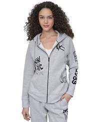 Dkny Sport Women's Graffiti Logo Full-Zip Hoodie