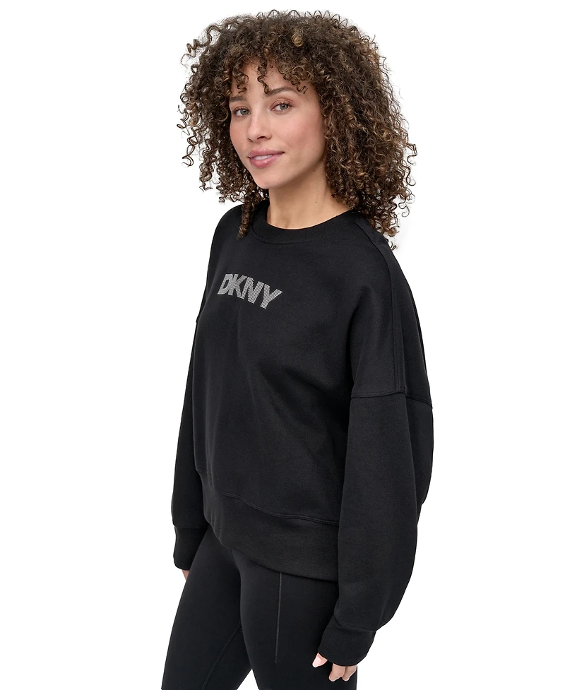 Dkny Sport Women's Mini Stud Logo Crew Neck Sweatshirt