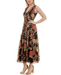 Taylor Women's Printed V-Neck Smocked-Waist Sleeveless Dress