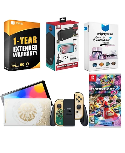 Nintendo Switch Oled Legend of Zelda: Tears of the Kingdom Edition with Mario Kart 8 Deluxe, Surge Accessory Gaming Kit